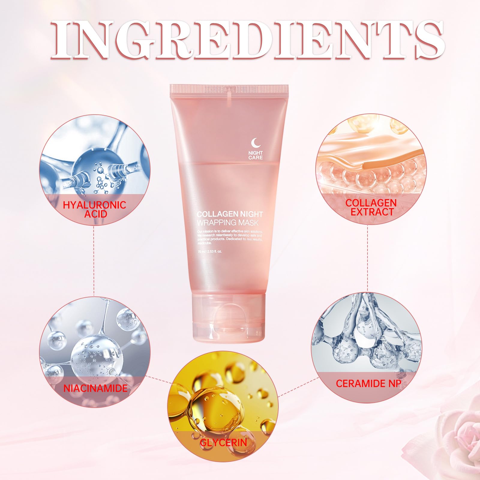 Collagen Night Wrapping Mask,Hydrates and Tightens Skin Reduces Sagging Bio Collagen Sleeping Mask. (1 Pcs)